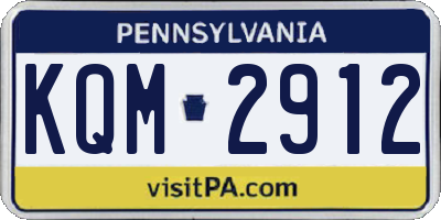 PA license plate KQM2912