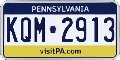 PA license plate KQM2913