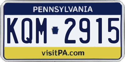 PA license plate KQM2915