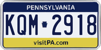 PA license plate KQM2918