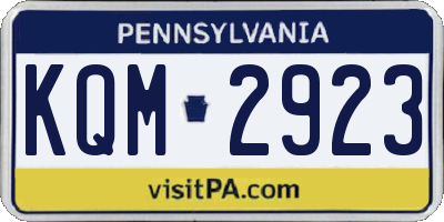 PA license plate KQM2923