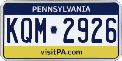 PA license plate KQM2926
