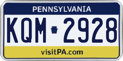 PA license plate KQM2928