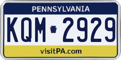 PA license plate KQM2929