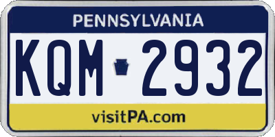 PA license plate KQM2932