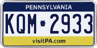 PA license plate KQM2933