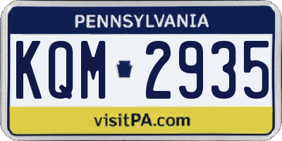 PA license plate KQM2935