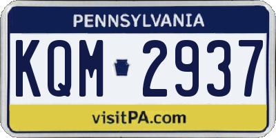 PA license plate KQM2937