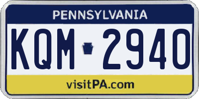 PA license plate KQM2940