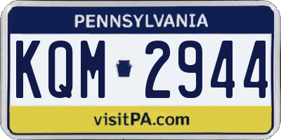 PA license plate KQM2944