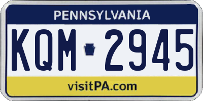 PA license plate KQM2945