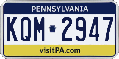 PA license plate KQM2947
