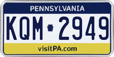 PA license plate KQM2949