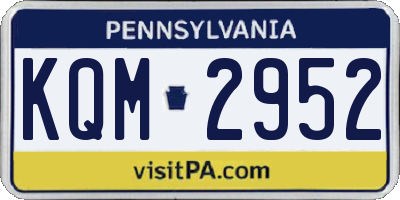 PA license plate KQM2952