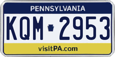 PA license plate KQM2953