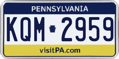 PA license plate KQM2959