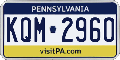 PA license plate KQM2960