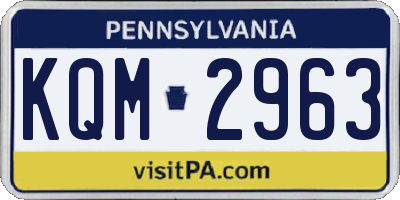 PA license plate KQM2963