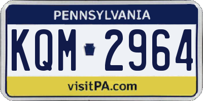 PA license plate KQM2964