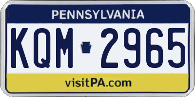 PA license plate KQM2965