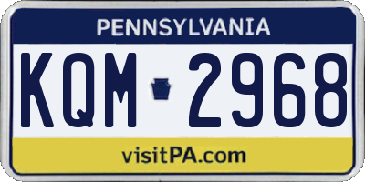 PA license plate KQM2968
