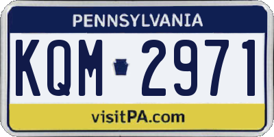 PA license plate KQM2971