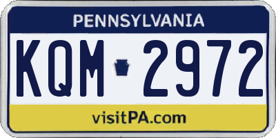 PA license plate KQM2972