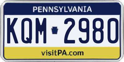 PA license plate KQM2980