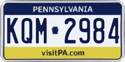 PA license plate KQM2984