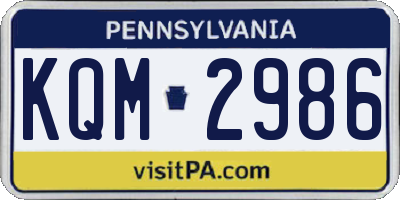 PA license plate KQM2986