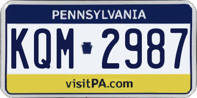 PA license plate KQM2987