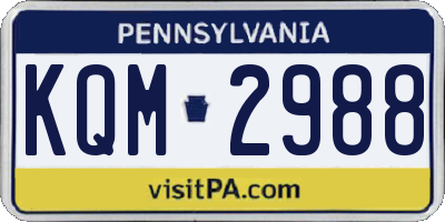 PA license plate KQM2988
