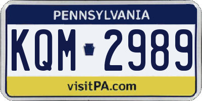 PA license plate KQM2989