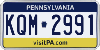 PA license plate KQM2991