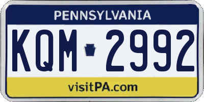 PA license plate KQM2992