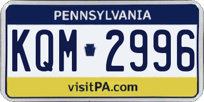 PA license plate KQM2996