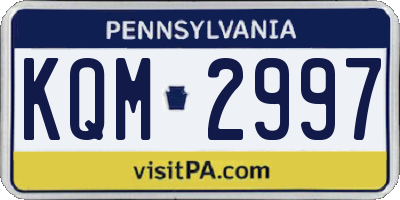PA license plate KQM2997