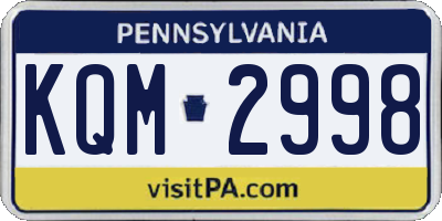 PA license plate KQM2998