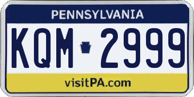 PA license plate KQM2999