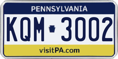 PA license plate KQM3002