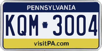 PA license plate KQM3004