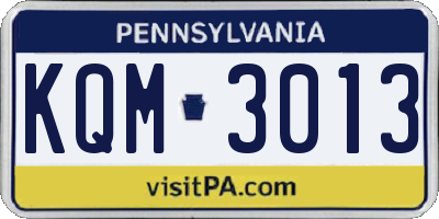 PA license plate KQM3013