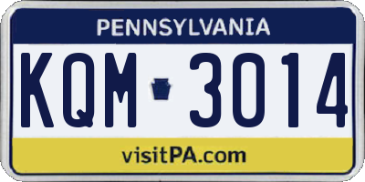 PA license plate KQM3014