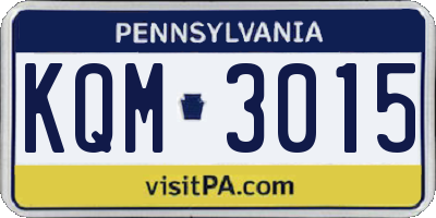 PA license plate KQM3015