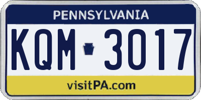 PA license plate KQM3017