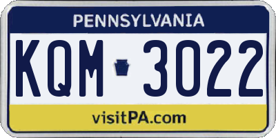PA license plate KQM3022