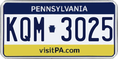 PA license plate KQM3025