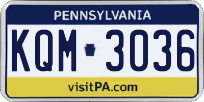 PA license plate KQM3036