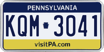 PA license plate KQM3041