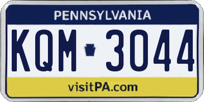 PA license plate KQM3044